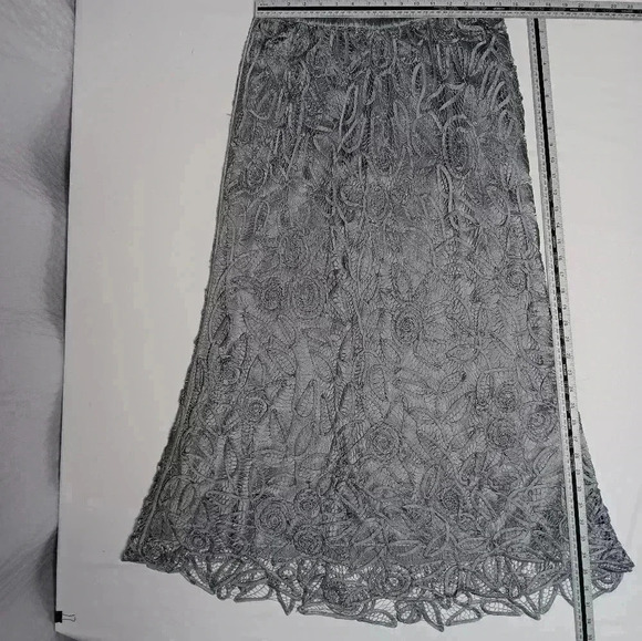 SOULMATES Hand Crochet 3/4 Bell Sleeve 3pc Evening gown. Silver with beading. XL - Picture 6 of 16